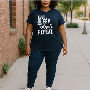 -New Lane Bryant Novelty Tee Womens Plus 18/20 "Black Eat Sleep Tailgate Repeat